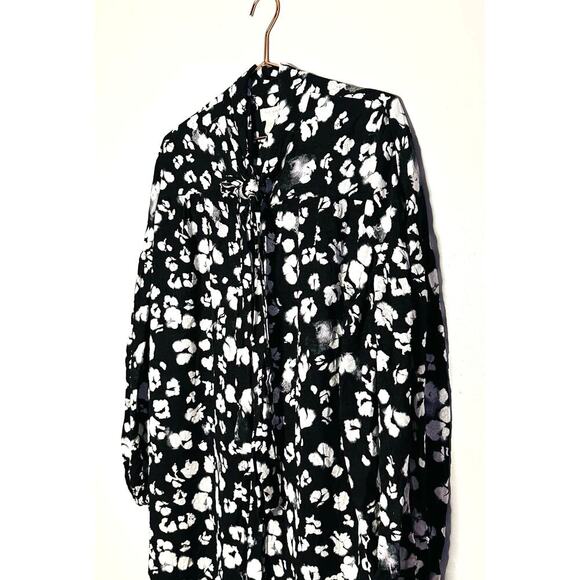 Ted Baker Black White Wilmy Longline Neck Bow Button Up Midi Dress Size 2 - Picture 5 of 16
